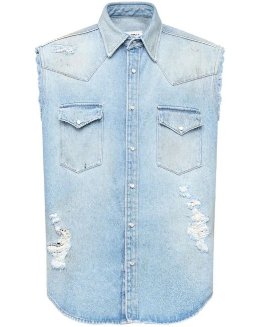 メンズ MM6 by Maison Martin Margiela ノースリーブシャツ Blue