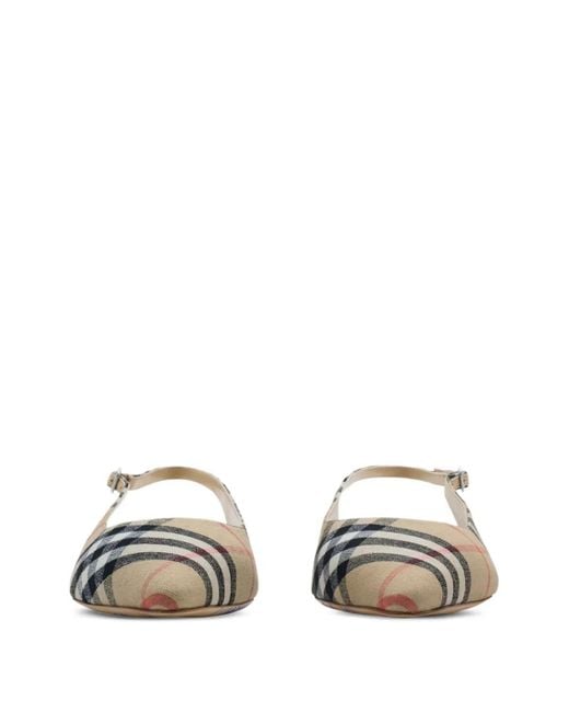 Burberry White Check Dame Slingback Ballerinas
