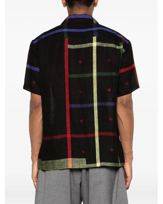 KHOKI Black Plaid Text Shirt for men