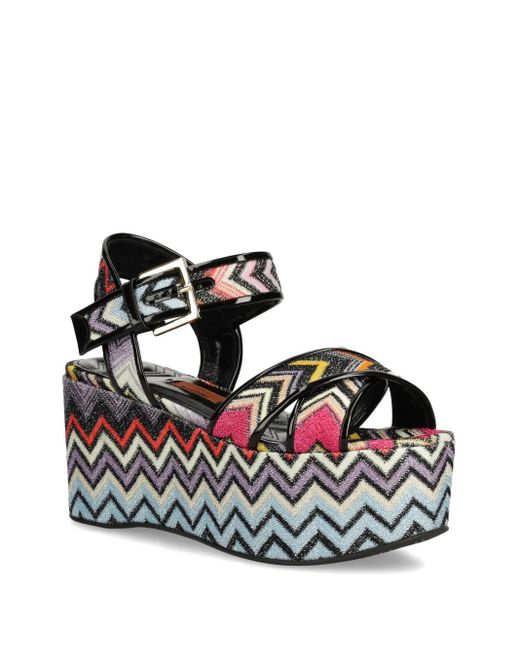 Missoni Black 85Mm Zigzag-Patterned Platform Sandals