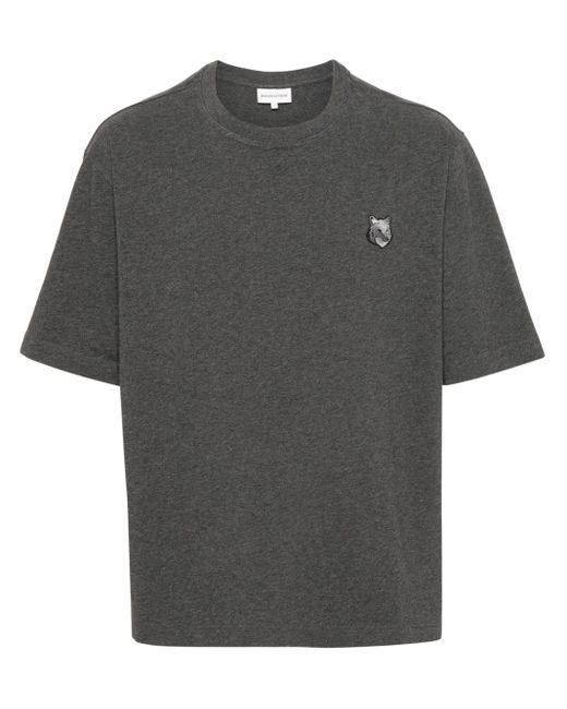 Maison Kitsuné Katoenen T-shirt Met Vossen-patroon in het Gray voor heren