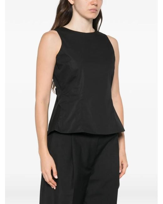 MOUTAKI Black Bow-Detail Peplum Blouse