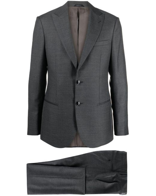 Giorgio Armani Gray Mélange-effect Single-breasted Wool Suit for men