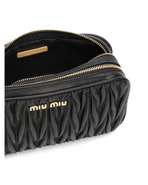 Miu Miu Double Zip Crossbody Bag in Black | Lyst