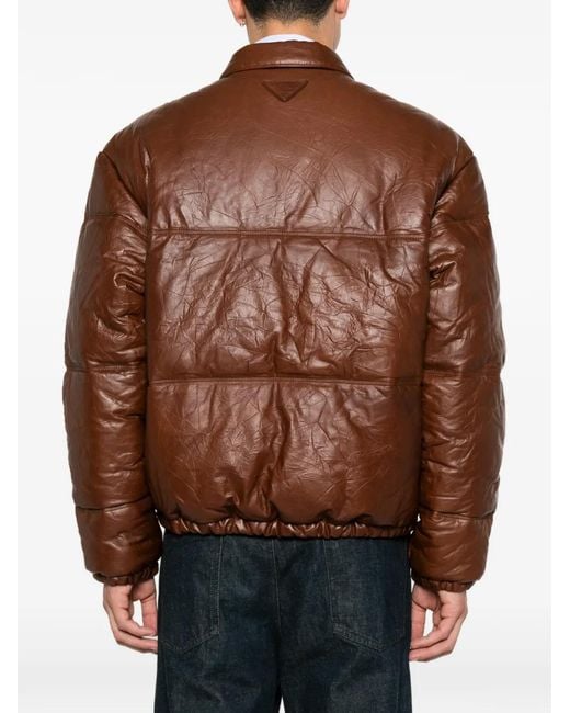 Prada Brown Quilted Leather Jacket for men