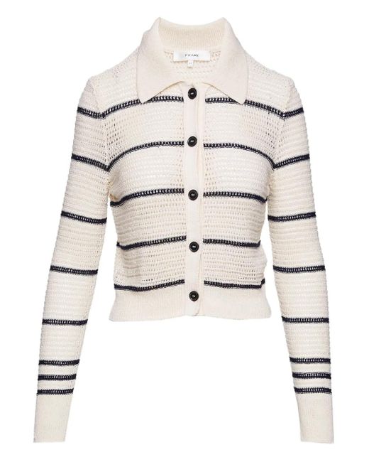 Cardigan À Rayures FRAME en coloris White