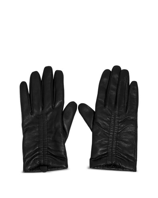 Bimba Y Lola Women's Black Ruched Leather Gloves