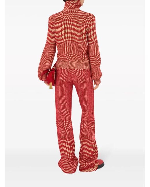 Pantalon Évasé À Motif Pied-De-Poule Burberry en coloris Red