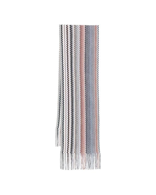 Missoni White Zig-Zag Fringed Scarf