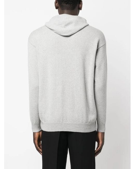 Malo Gestrickter Hoodie Mit Knopf in White für Herren