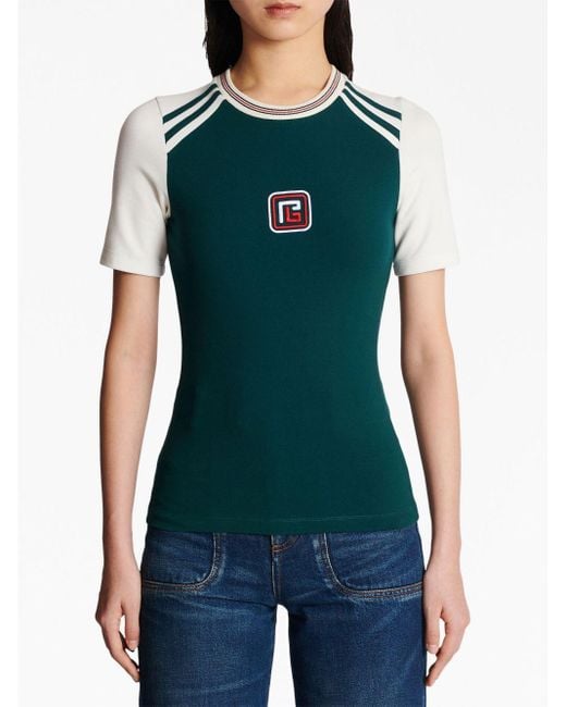 Balmain Green Pb Embroidered Short-sleeve T-shirt