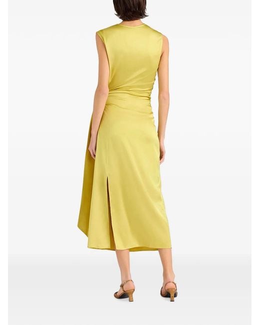Momoní Green Roca Draped Satin Midi Dress