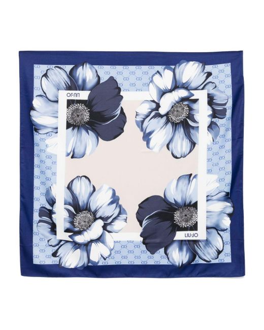 Liu Jo Blue Floral-Print Scarf