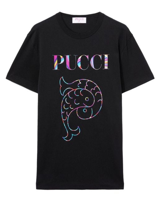 Camiseta con logo estampado Emilio Pucci de color Black