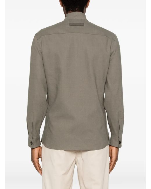 Zegna Gray Flap-Pockets Shirt Jacket for men