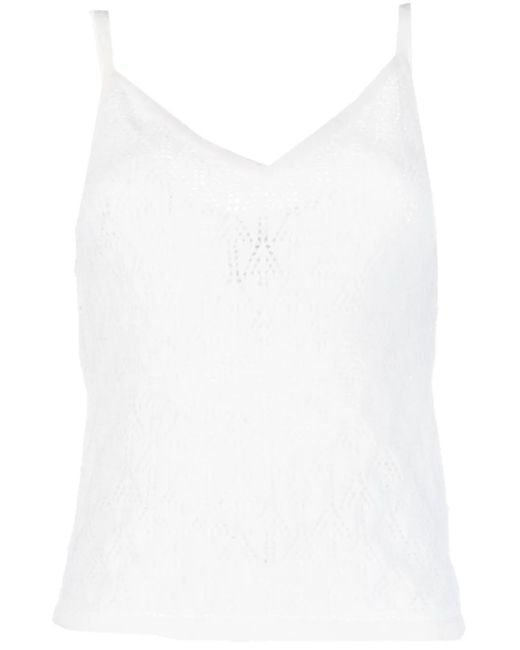 Barrie White Spaghetti-Strap Cashmere Top