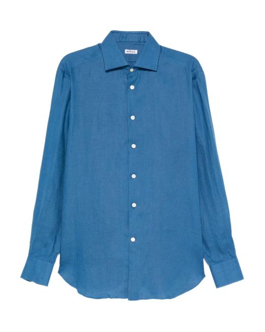 Kiton Blue Linen Shirt for men