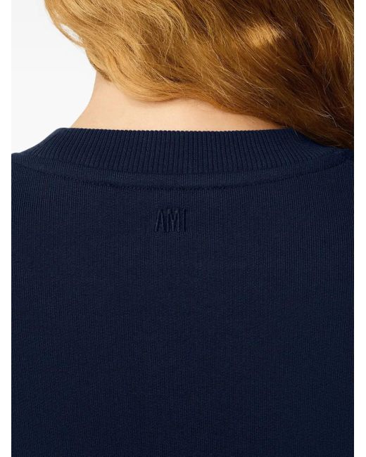 AMI Blue Cotton Sweatshirt With Ami De Coeur