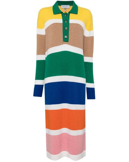 MIRA MIKATI Green Gestreiftes Polokleid