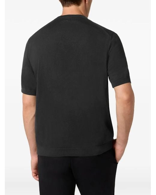 Paul & Shark Black Fine-Knit Wool Short-Sleeve Sweater for men