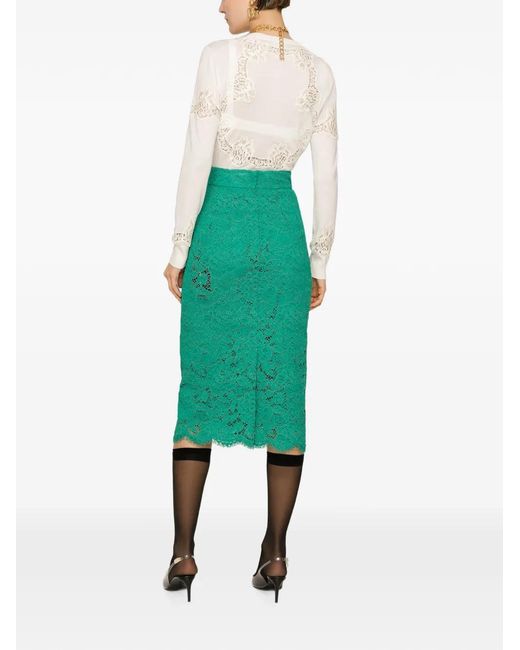 Dolce & Gabbana White Lace-Insert Button-Up Cashmere Cardigan