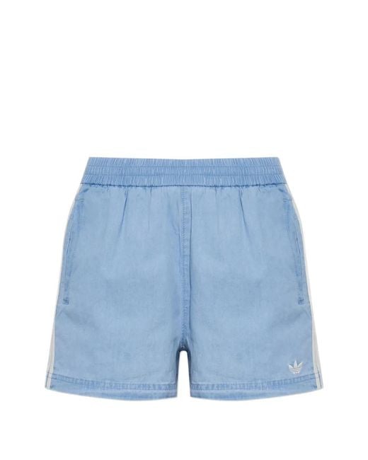 Adidas Blue Summer Glow Logo-Embroidered Side-Stripe Shorts