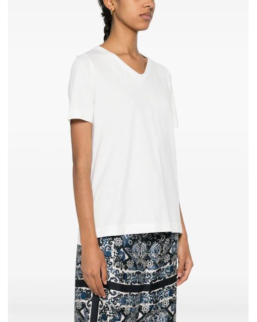 Max Mara White Embroidered-Logo Cotton T-Shirt