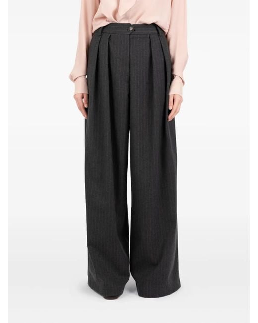 Societe Anonyme ストライプ プリーツパンツ Black