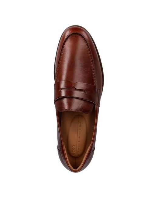 Ecco Brown Leather Penny Loafers for men