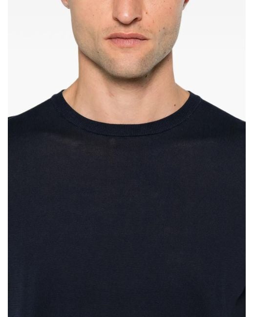 Jeordie's Blue Fine-Knit Short-Sleeve Cotton T-Shirt for men