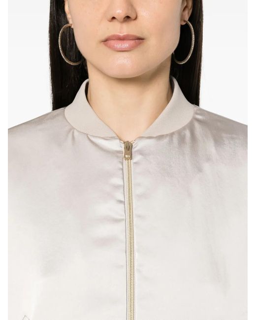Herno White Luxury Satin Bomber Jacket