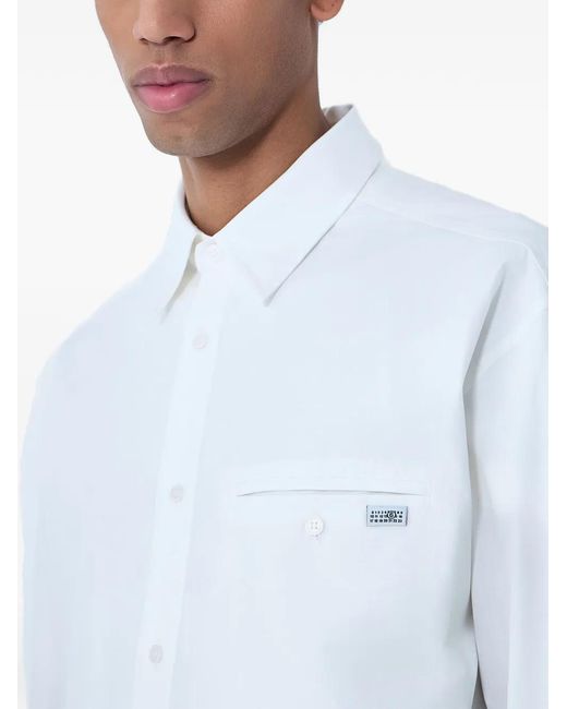 MM6 by Maison Margiela White Patch Pocket Button-Down Shirt for men
