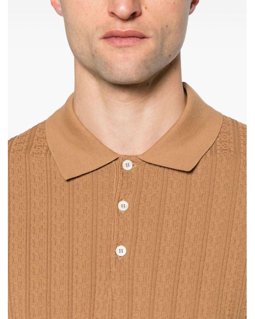Canali Brown Patterned-jacquard Cotton Polo Shirt for men