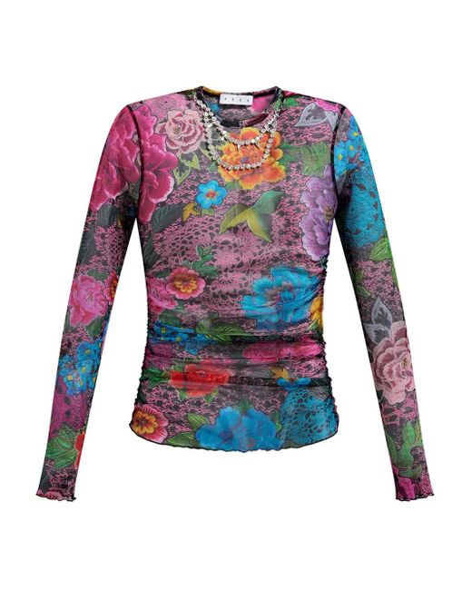 Area Blue Floral-Print Top