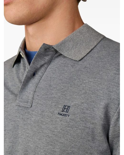 Hackett Gray Heritage Long-Sleeve Polo Shirt for men