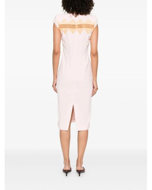 McQueen Pink Lace-Insert Midi Dress