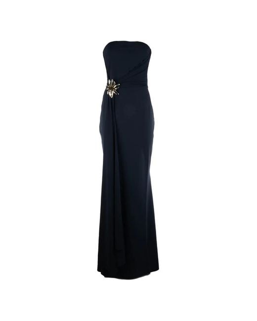La Petite Robe Di Chiara Boni Blue Floral-Appliqué Gown