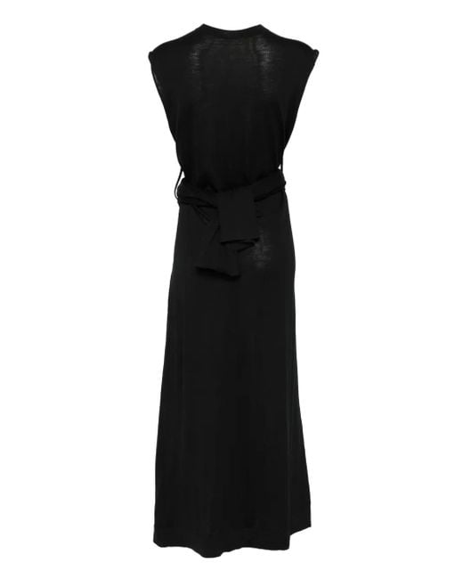 Jil Sander Black Wrap-Effect Wool Dress