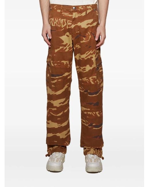 Rhude Brown Tiger Camouflage-Pattern Trousers for men