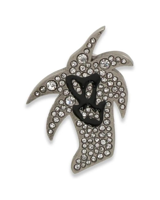 Palm Angels White Embellished Brooche for men