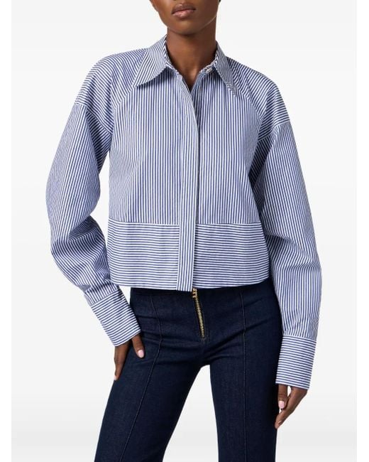 Camicia Crop A Righe di Elisabetta Franchi in Blue