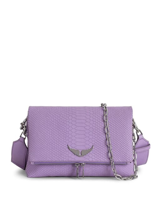 Zadig & Voltaire Purple Rocky Python-effect Crossbody Bag
