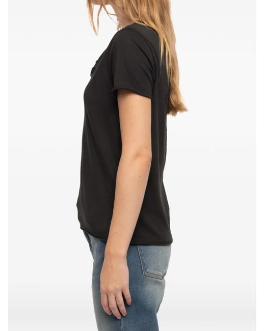 Zadig & Voltaire Black Fishnet Henley T-Shirt