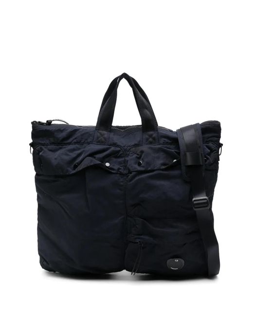 C P Company Black Multi-Pocket Tote Bag for men