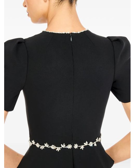 Jenny Packham Black Jules Floral-Embellished Midi Dress