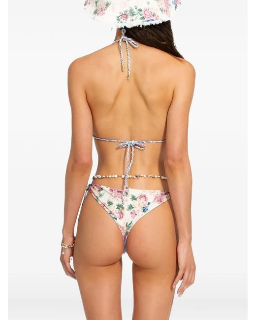 Agua Bendita Blue Tammy Floral-Print Reversible Bikini Bottoms