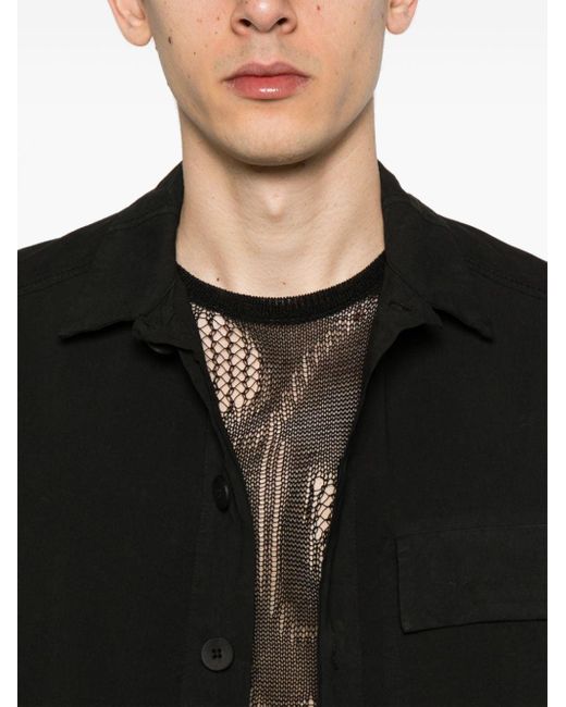 Transit Hemdjacke mit klassischem Kragen in Black für Herren