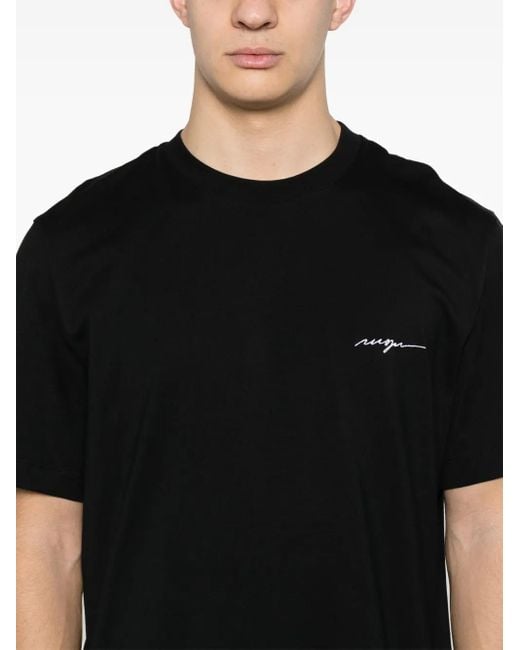 MSGM Black Logo Cotton T-Shirt for men