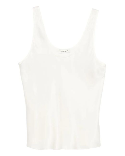Anine Bing スクープネック シルクトップ White