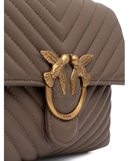 Pinko Brown Sac À Bandoulière À Boucle Logo Médium